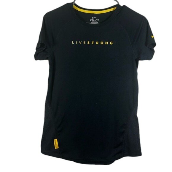 Nike Dri-Fit Black Livestrong Athletic Activewear Gym Shirt Size Small EUC #6710 - Picture 1 of 7